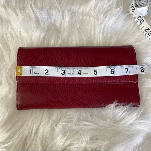 Mont Blanc | Women’s Red Leather Envelope Snap Closure Zipper Pocket Coins Cards - Picture 9 of 9